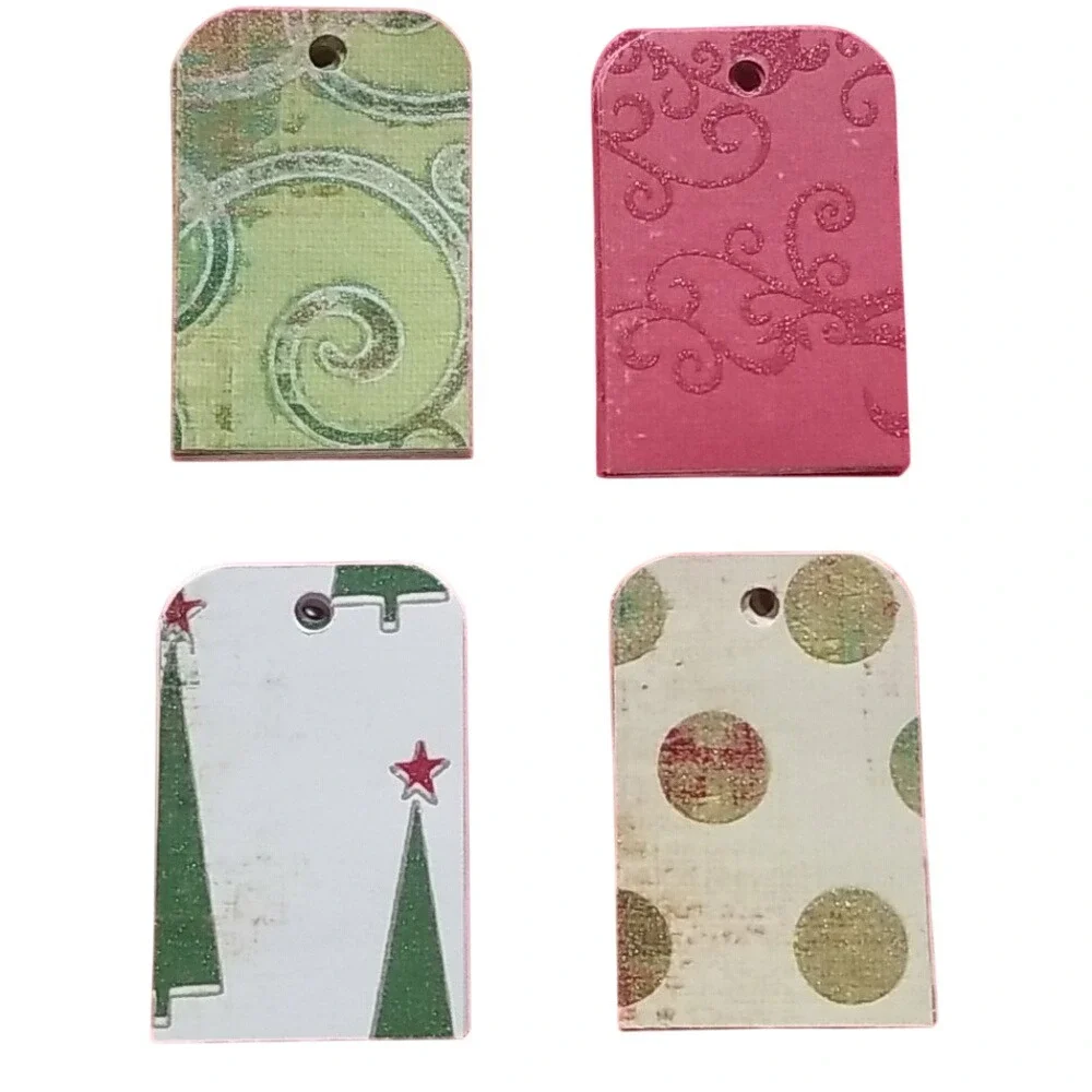 48 Hand Cut Multicolored Cardstock Christmas Gift Tags